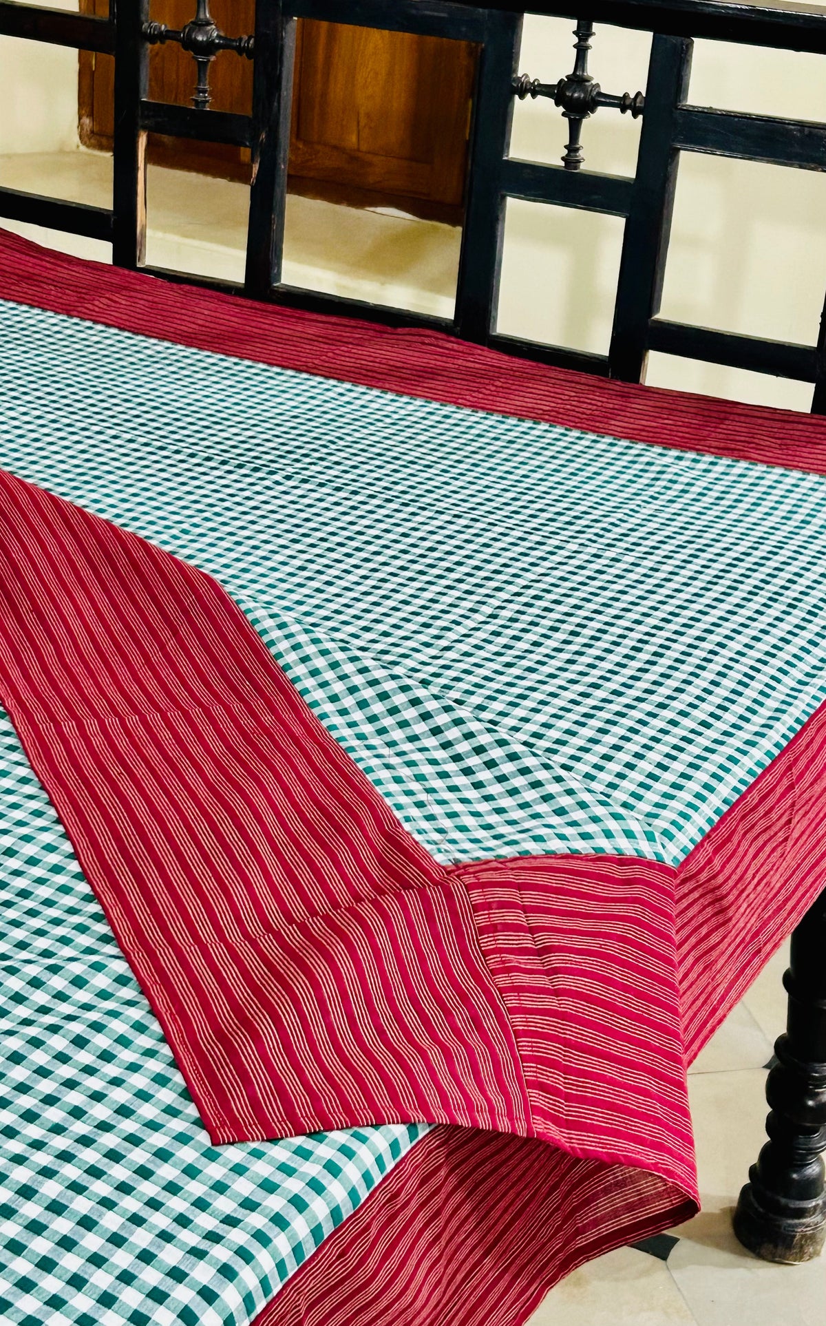 Christmas Cheer, handloom cotton single bedsheet (no pillow covers)-23