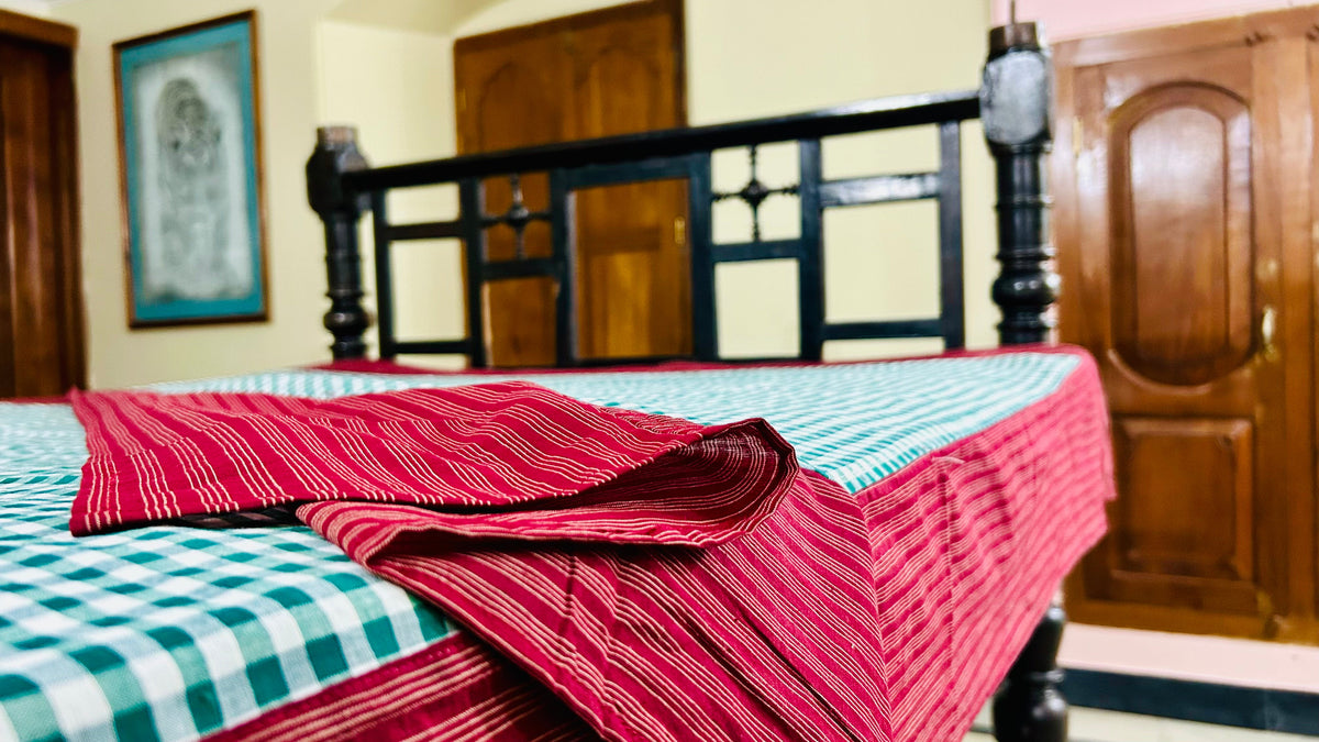 Christmas Cheer, handloom cotton single bedsheet (no pillow covers)-15