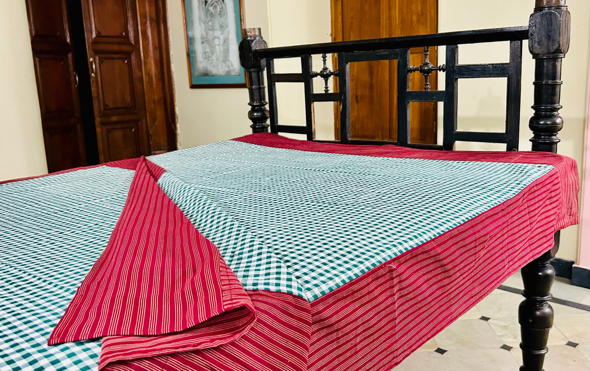 Christmas Cheer, handloom cotton single bedsheet (no pillow covers)-24