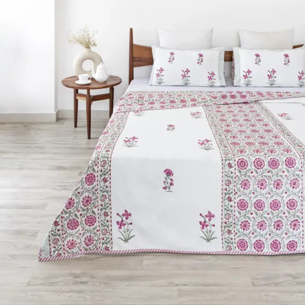 Imprimer Iris - Hand Block Printed Dohar (Pink)