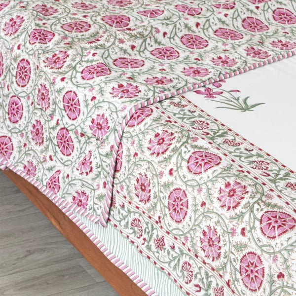 Imprimer Iris - Hand Block Printed Dohar (Pink)-3