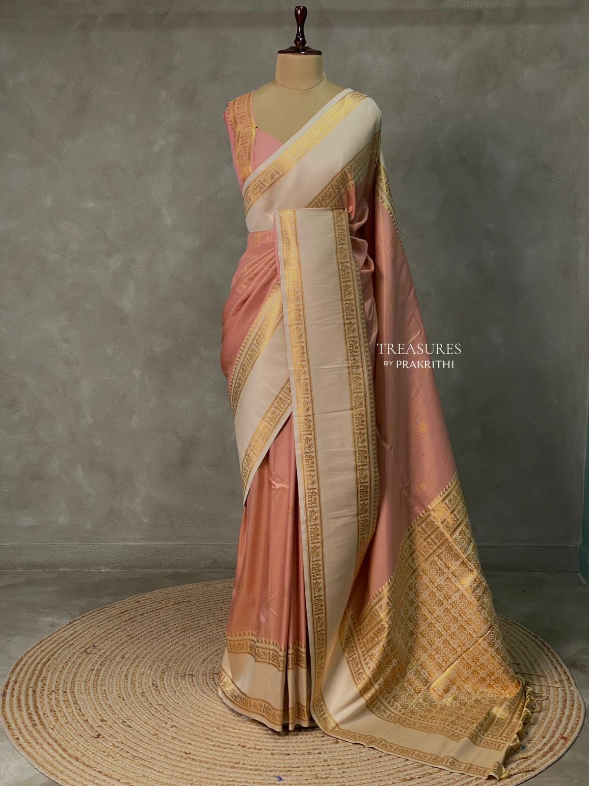 Nude Peach and sandal silk saree -BSP25