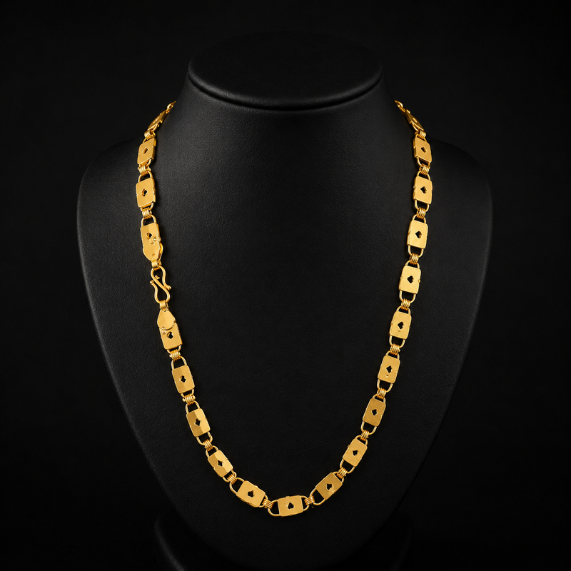 Nawabi Biscuit Chain Gold Plated Men Daily Wear UniqueJewels