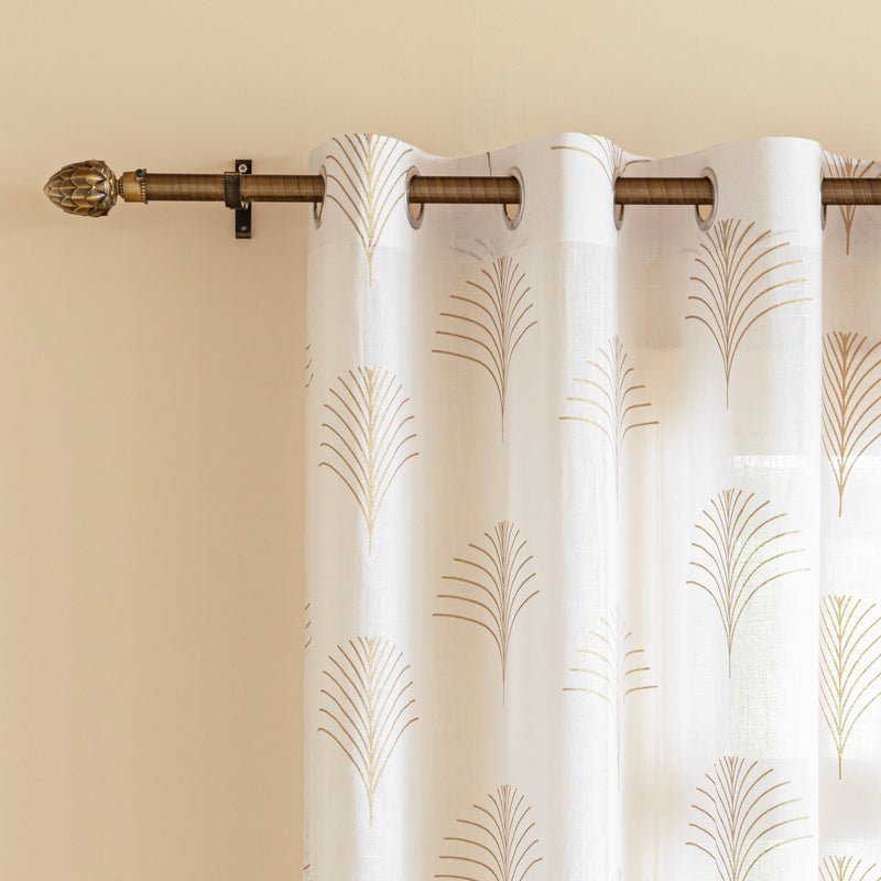 Imprimer Palmetto Plume - Gold Tree Printed Eyelet Sheer Curtain-6