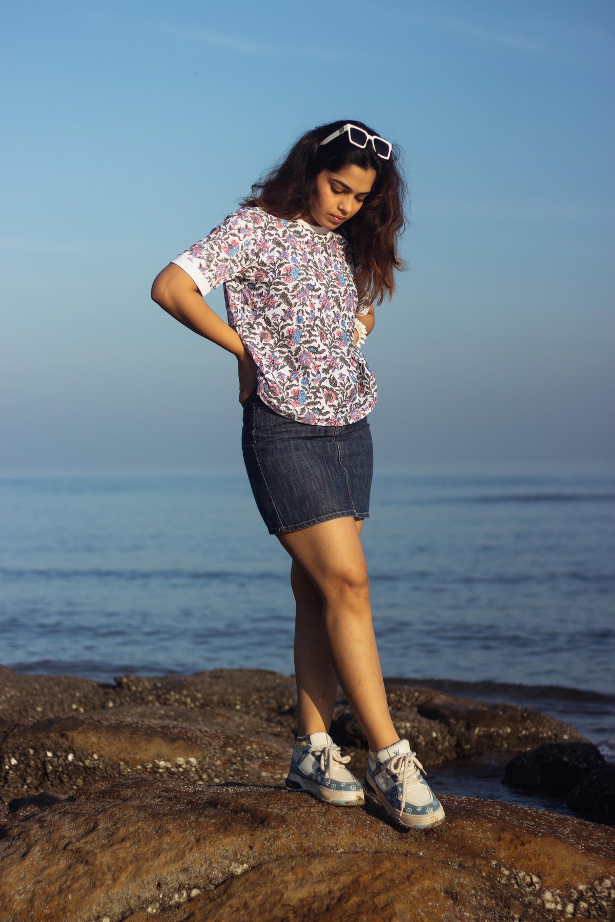 Block Printed T-shirt - Jaipuri Jaal-1