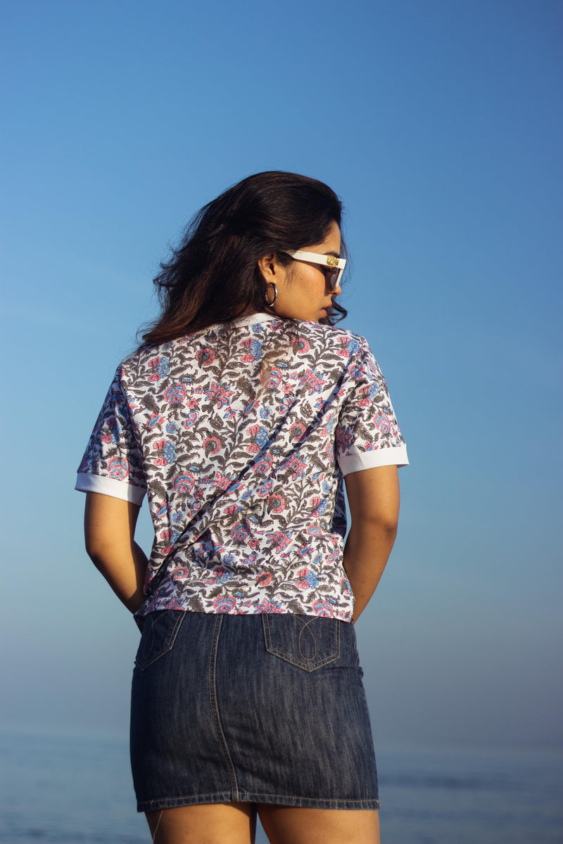 Block Printed T-shirt - Jaipuri Jaal-3