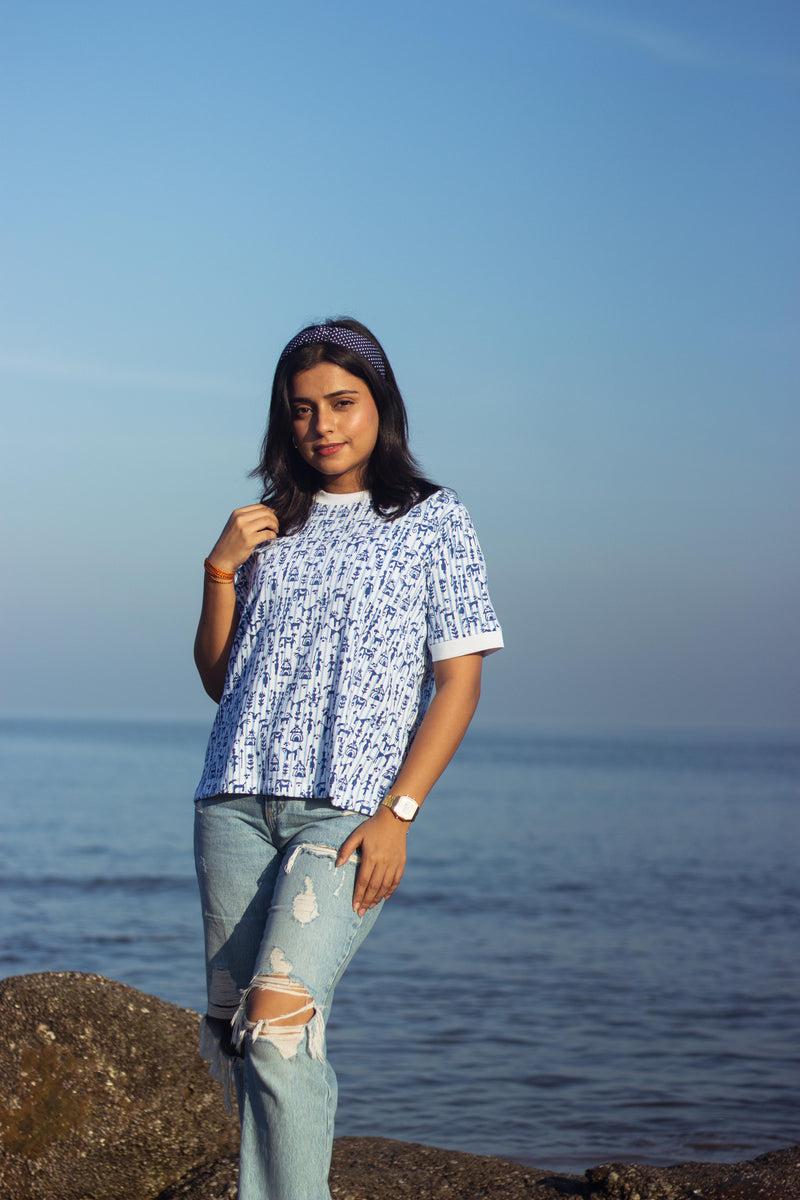 Block Printed T-shirt - Tribal Print-3