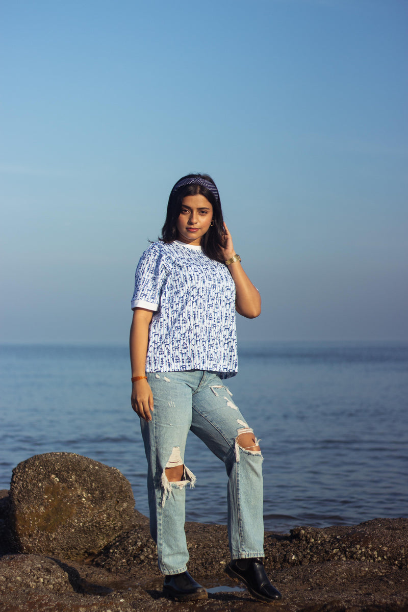 Block Printed T-shirt - Tribal Print-5