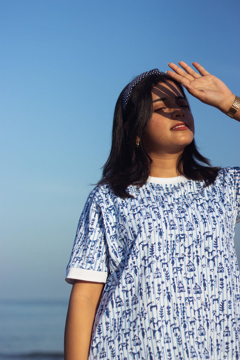 Block Printed T-shirt - Tribal Print-4