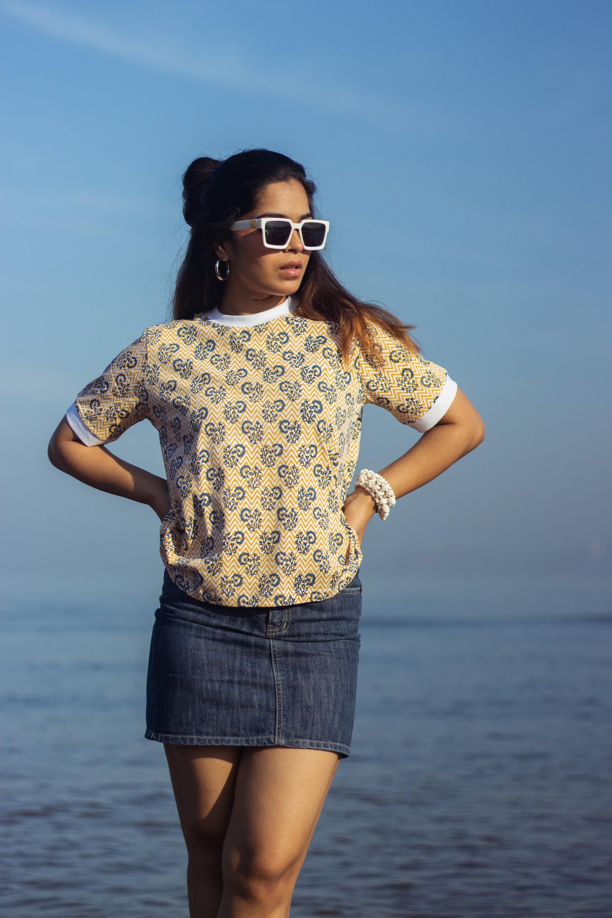 Block Printed T-shirt - Chevron Butas-2