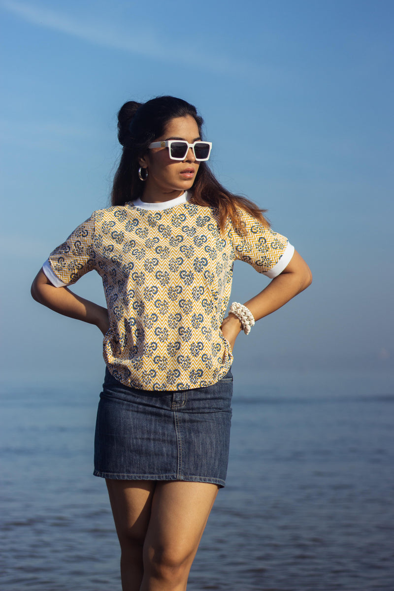 Block Printed T-shirt - Chevron Butas-2