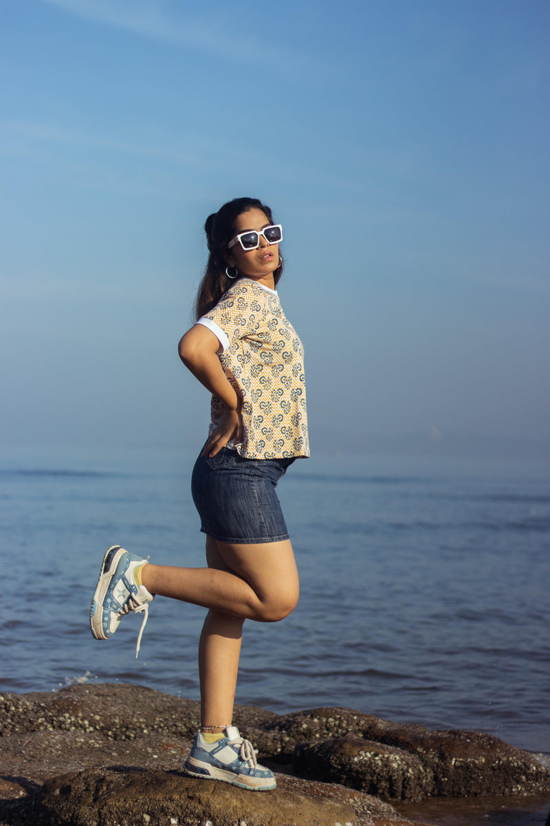 Block Printed T-shirt - Chevron Butas-4
