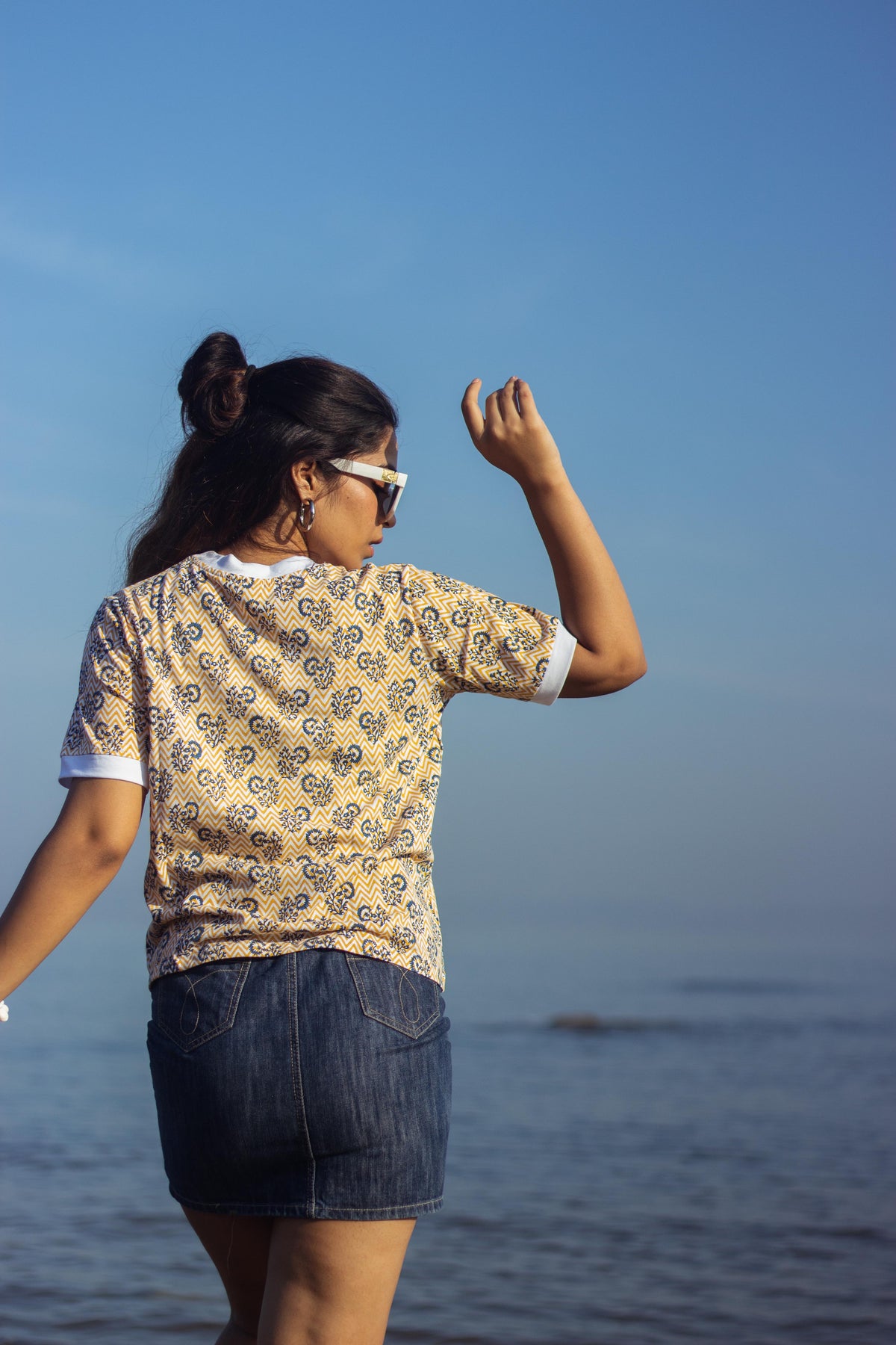 Block Printed T-shirt - Chevron Butas-3