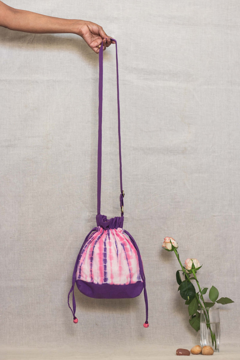 Cotton Drawstring Sling Bag • Bubble Gum-1