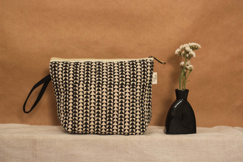Cotton Pouch • Black and Off White • Geometric Print-6