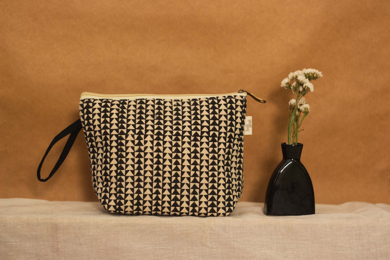 Cotton Pouch • Black and Off White • Geometric Print-5