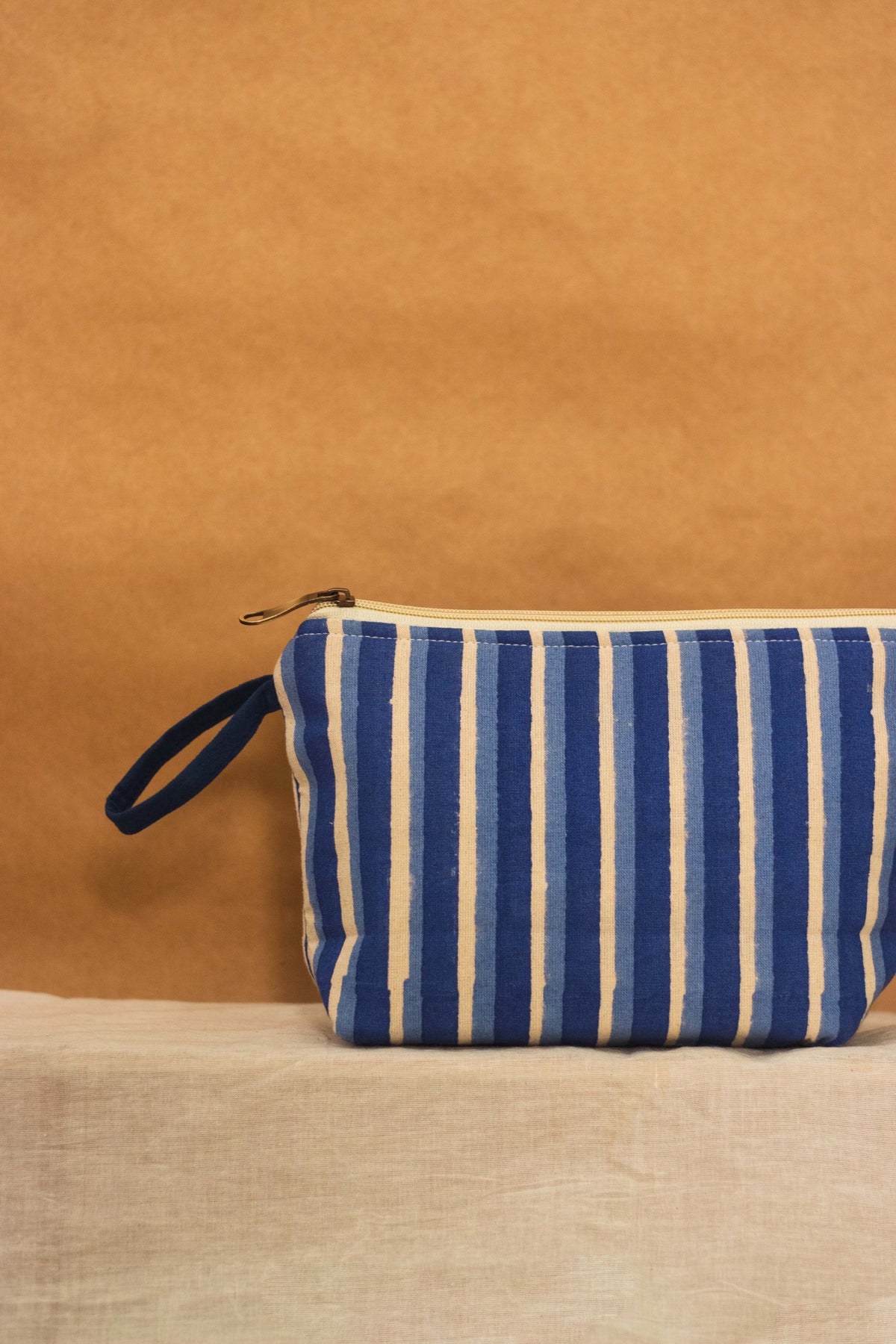 Cotton Pouch • Blue • Double Stripes-2