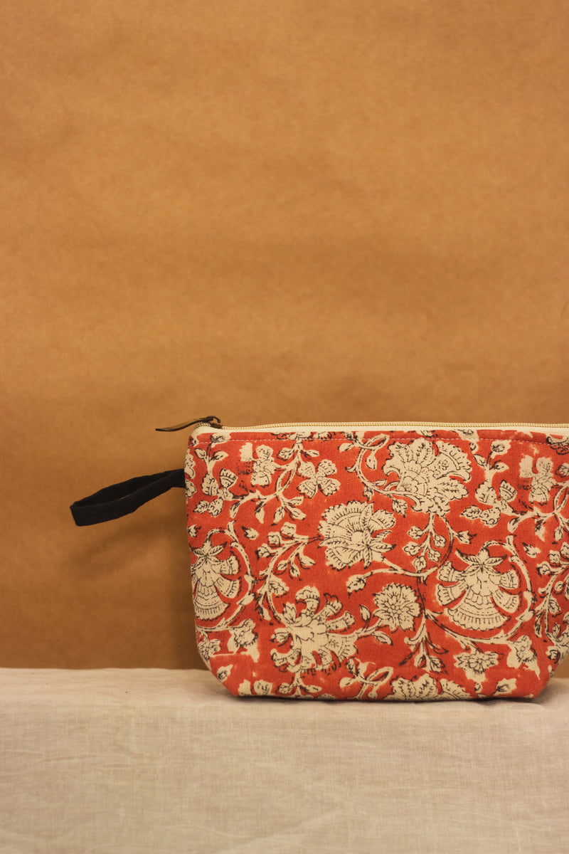 Cotton Pouch • Rust • Floral-2