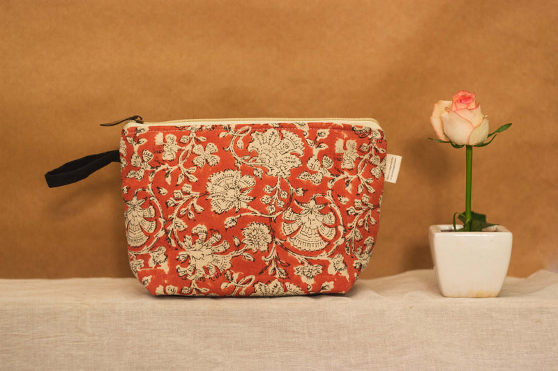 Cotton Pouch • Rust • Floral-3