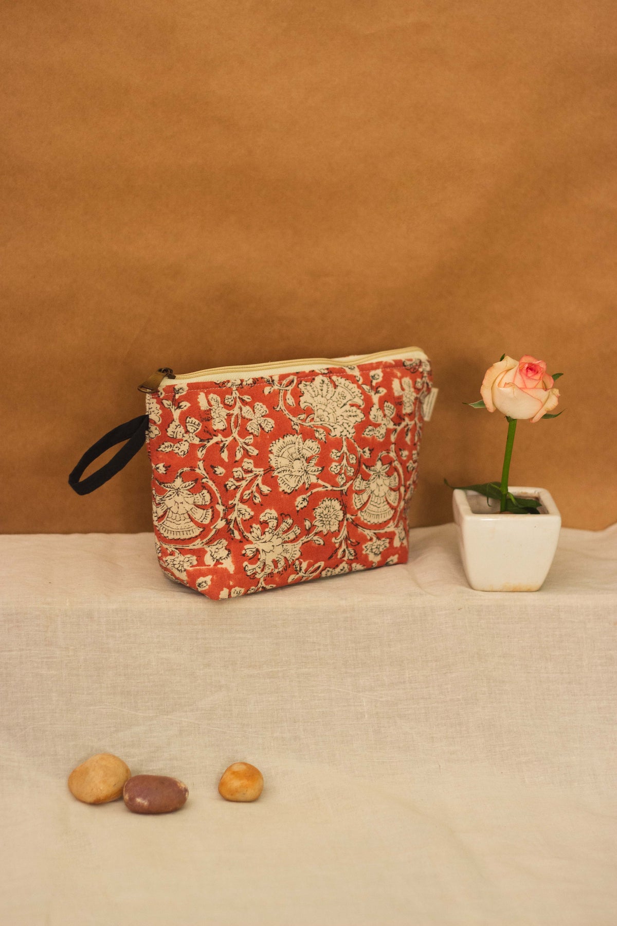 Cotton Pouch • Rust • Floral-4