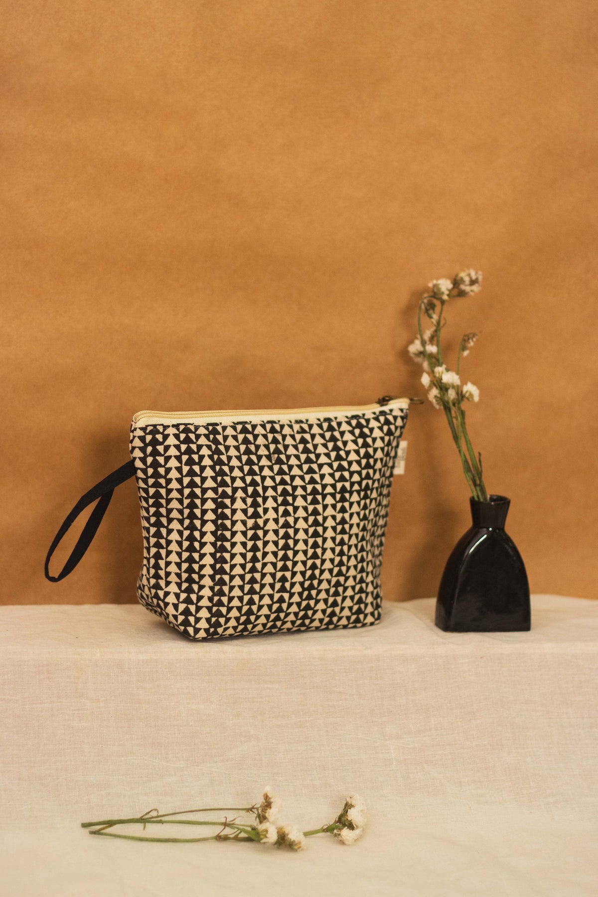 Cotton Pouch • Black and Off White • Geometric Print-7