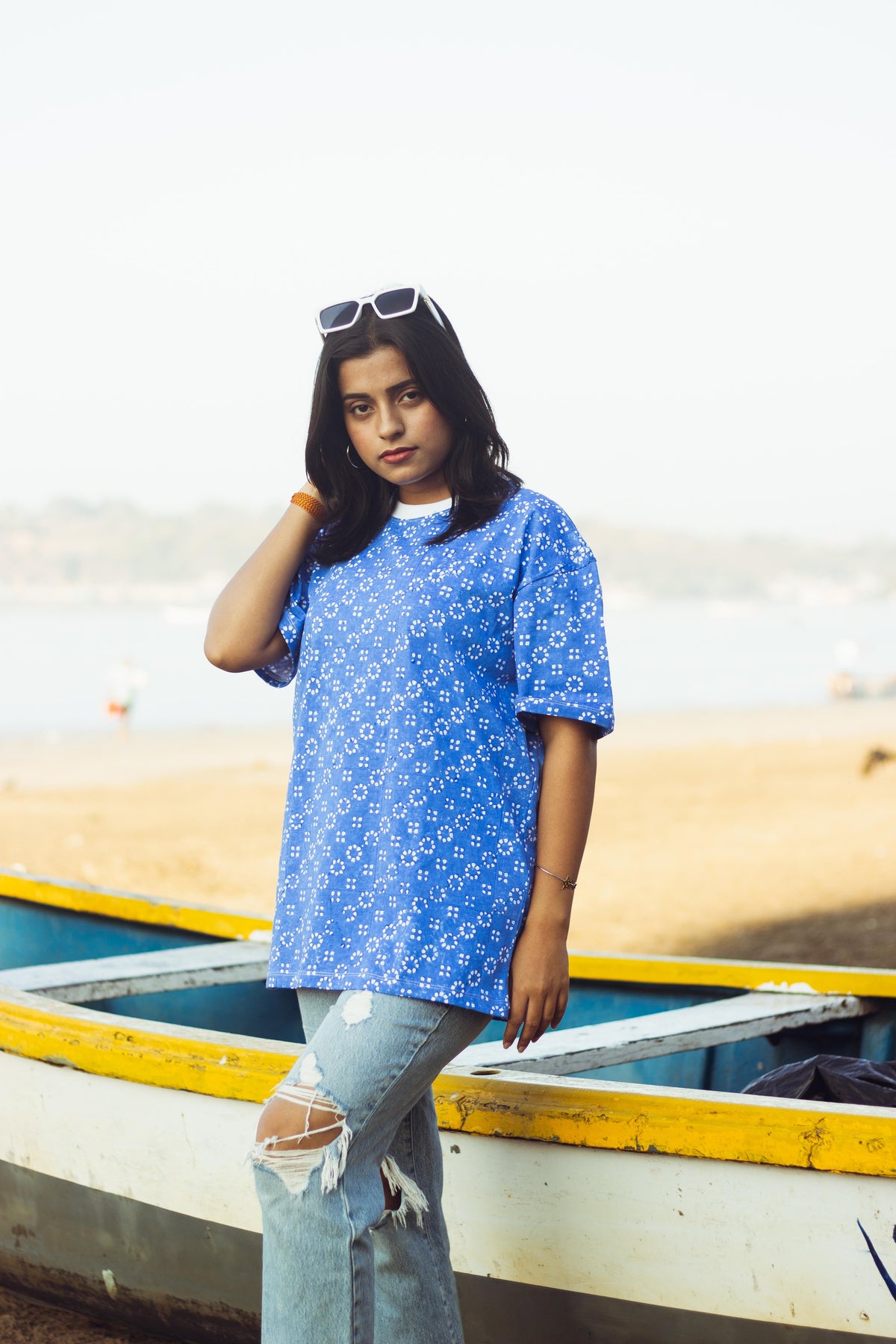 100% Cotton Hand Block Printed Boyfriend T-shirt