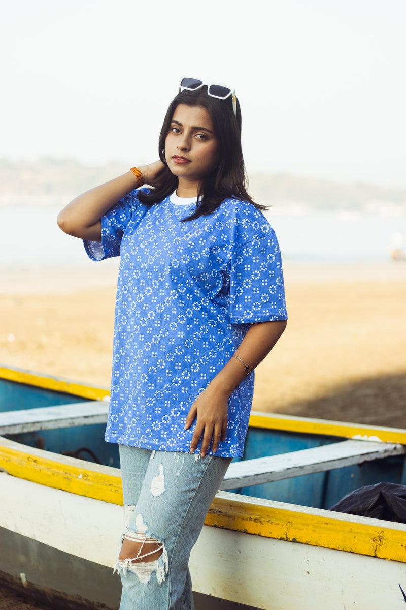 100% Cotton Hand Block Printed Boyfriend T-shirt-4