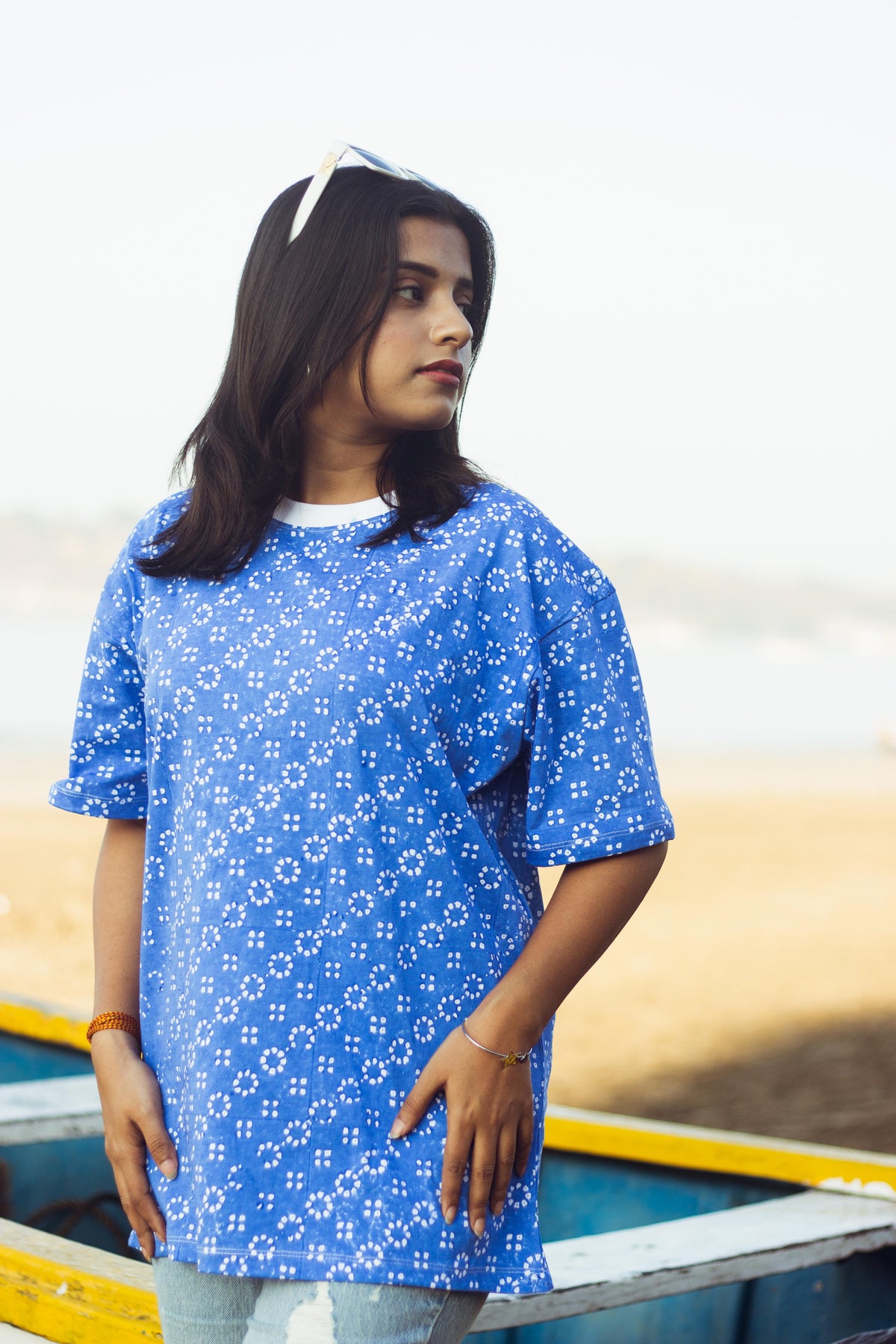 100% Cotton Hand Block Printed Boyfriend T-shirt