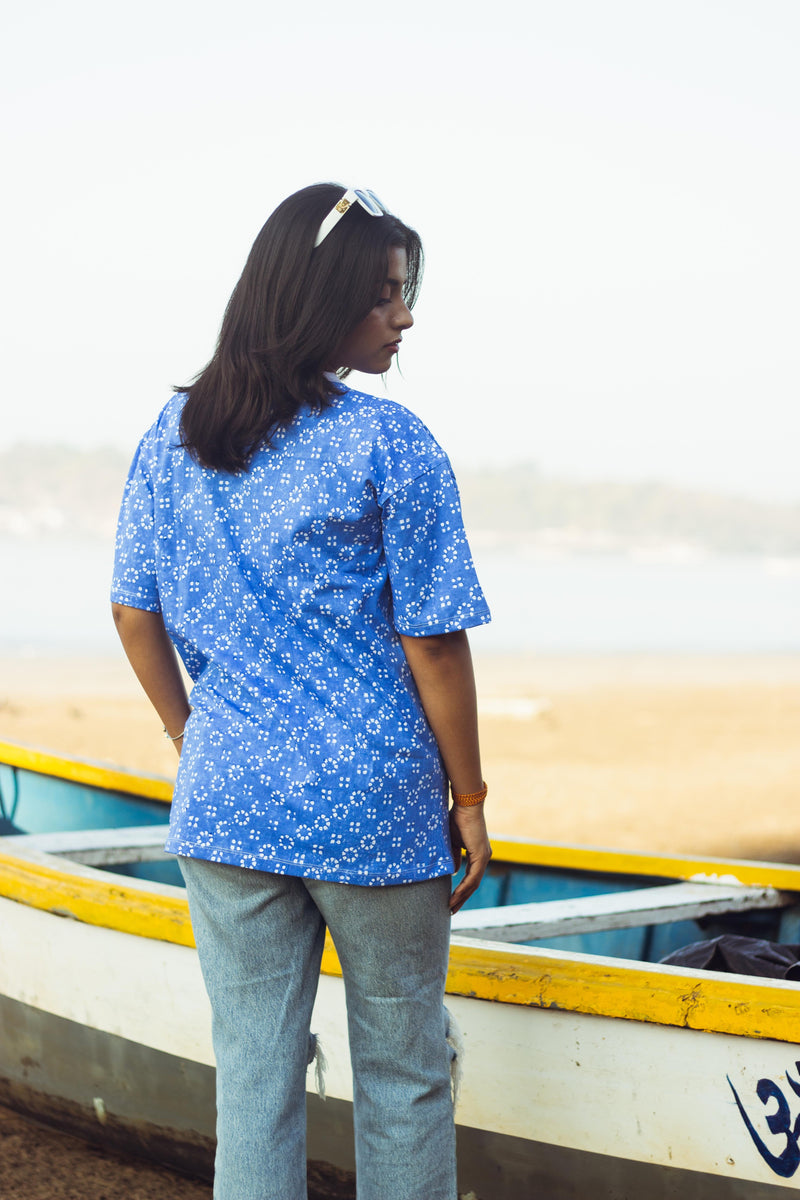 100% Cotton Hand Block Printed Boyfriend T-shirt-3