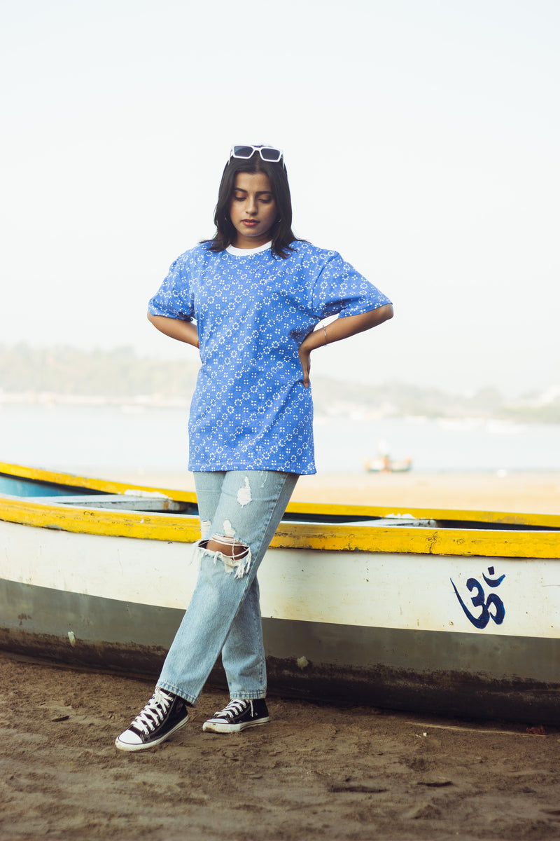 100% Cotton Hand Block Printed Boyfriend T-shirt-5