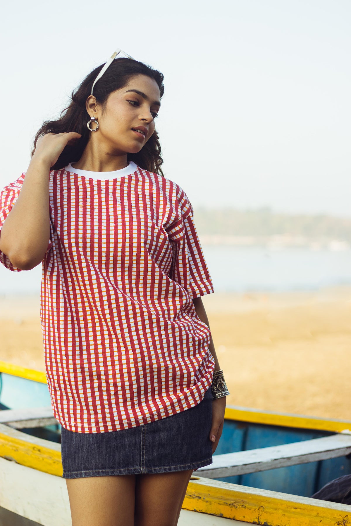 100% Cotton Hand Block Printed Boyfriend T-shirt