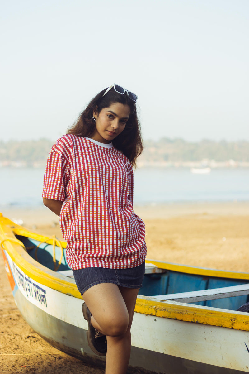 100% Cotton Hand Block Printed Boyfriend T-shirt-5