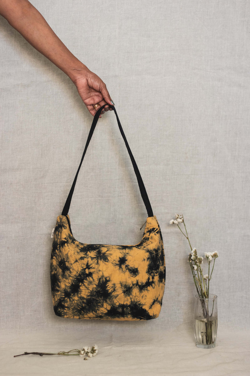 Cotton Hobo Bag • Black Splash-8