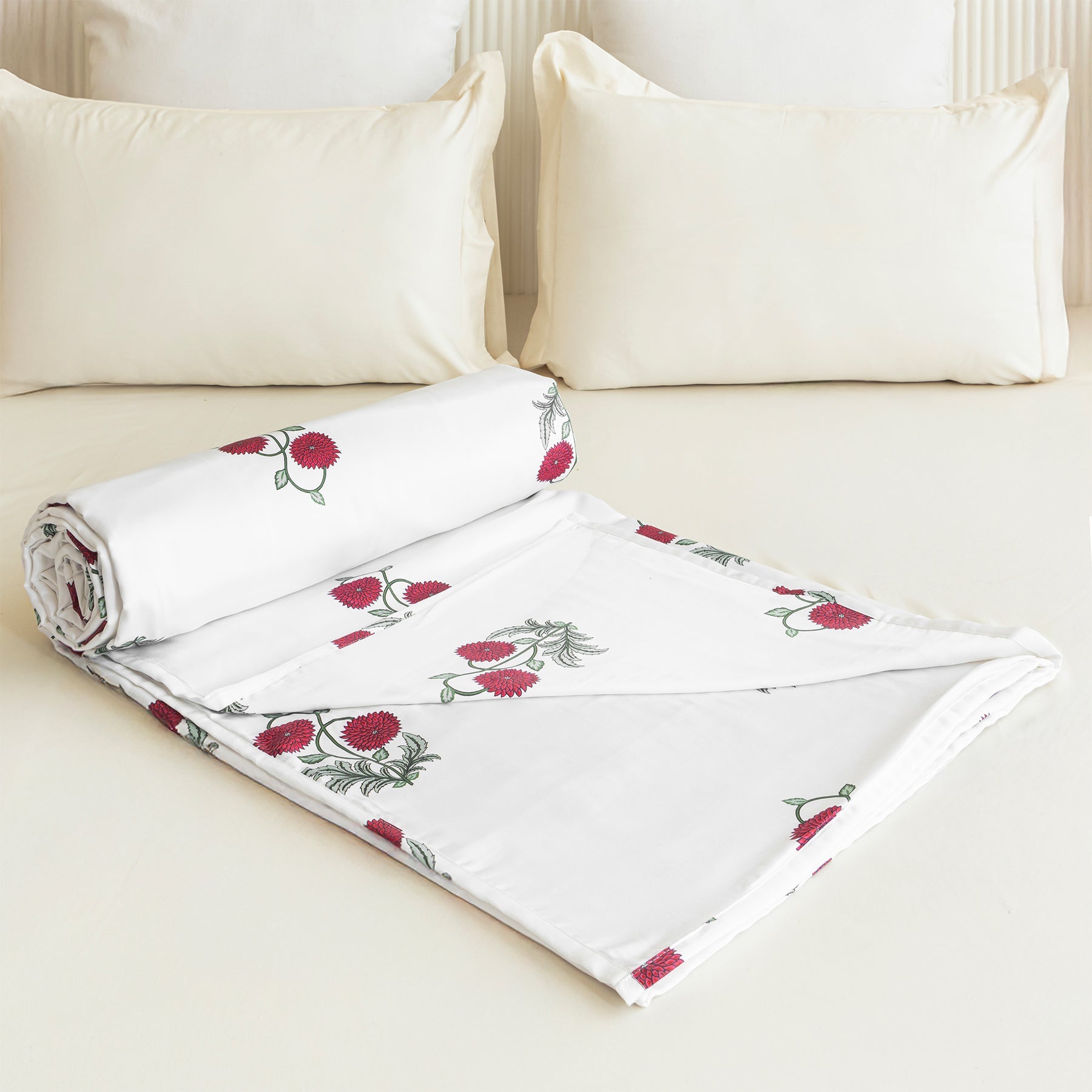 Imprimer Vignette - Rose Printed Dohar Blanket (Red)-4