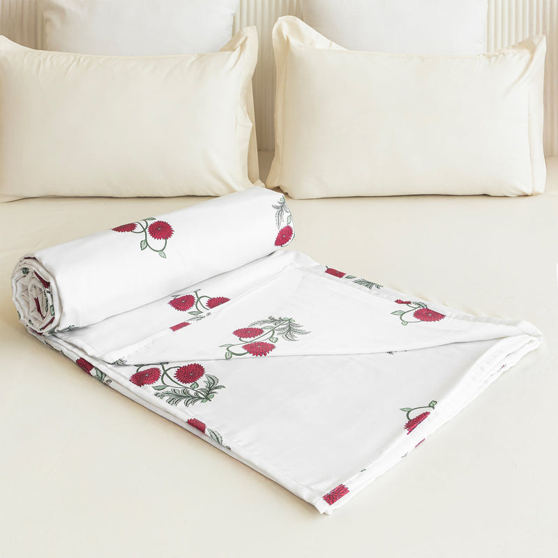 Imprimer Vignette - Rose Printed Dohar Blanket (Red)-4