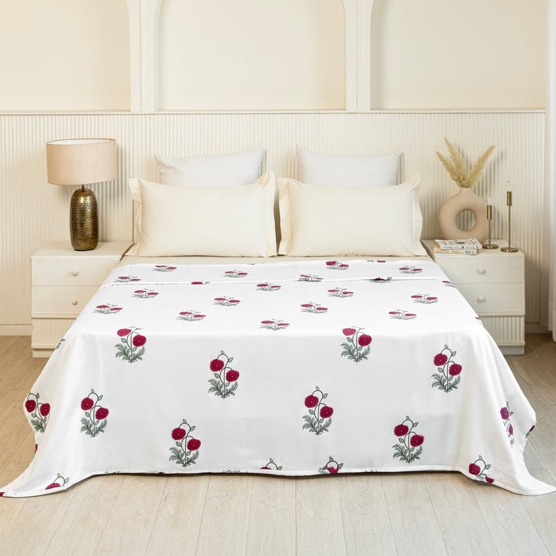 Imprimer Vignette - Rose Printed Dohar Blanket (Red)-1
