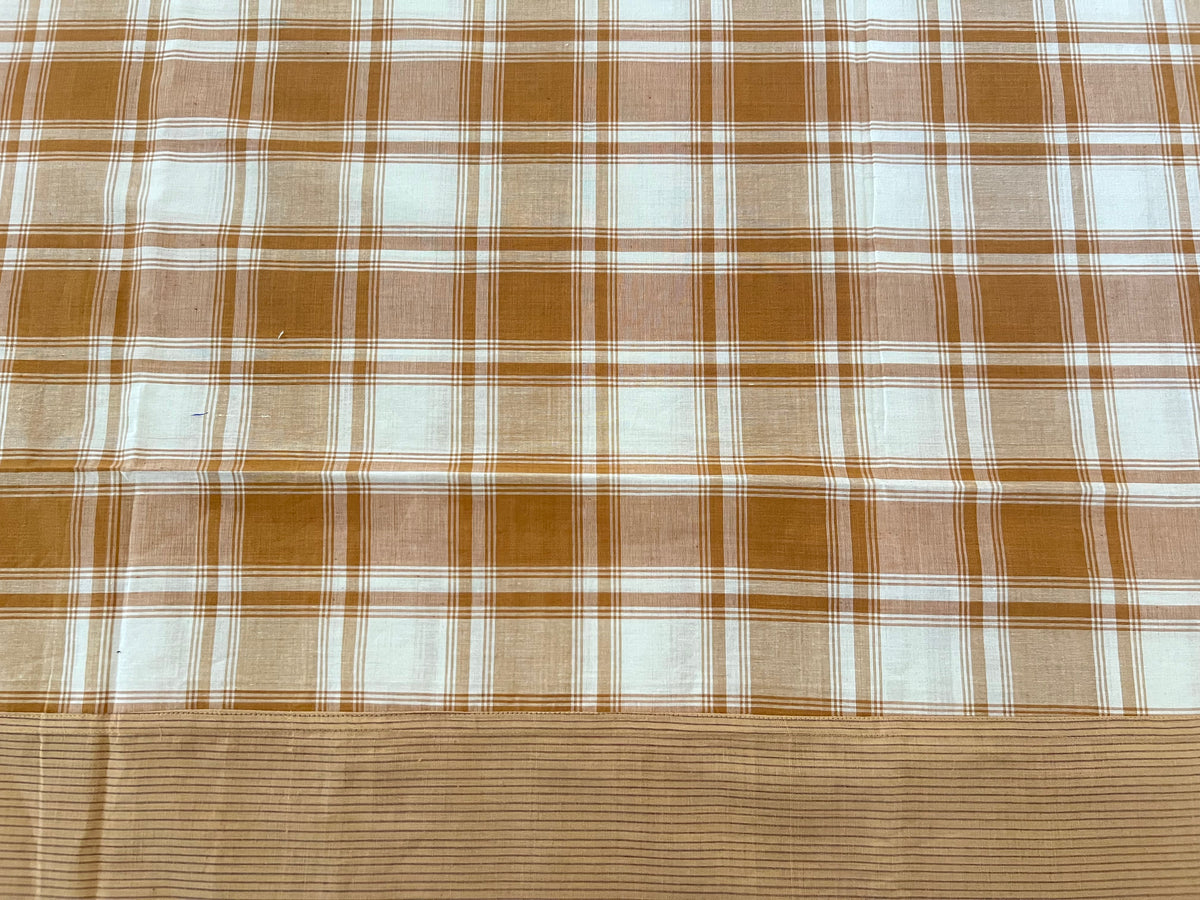 Coffee Checks, handloom cotton single bedsheet (no pillow covers)-8