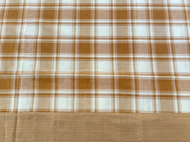 Coffee Checks, handloom cotton single bedsheet (no pillow covers)-8