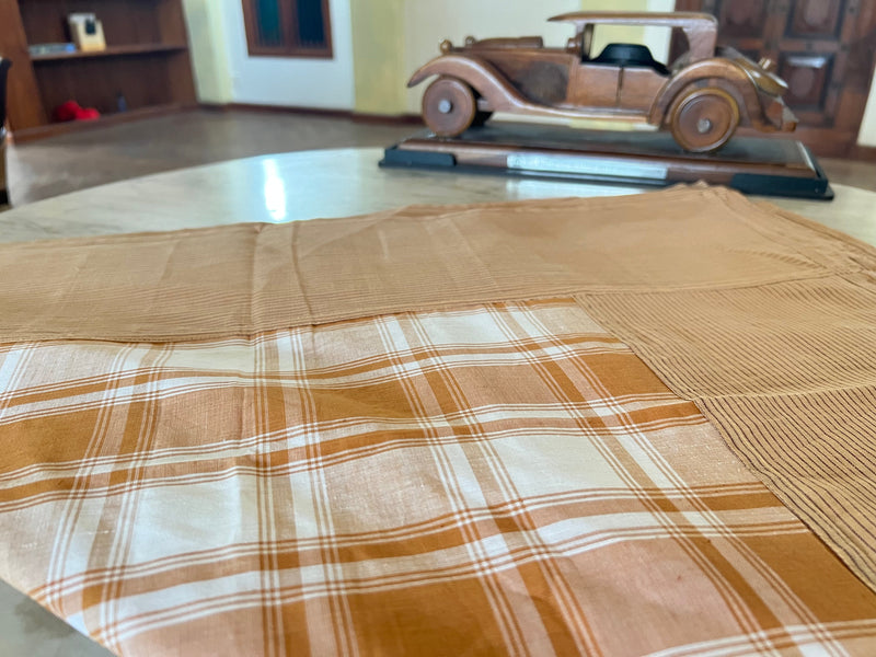 Coffee Checks, handloom cotton single bedsheet (no pillow covers)-11