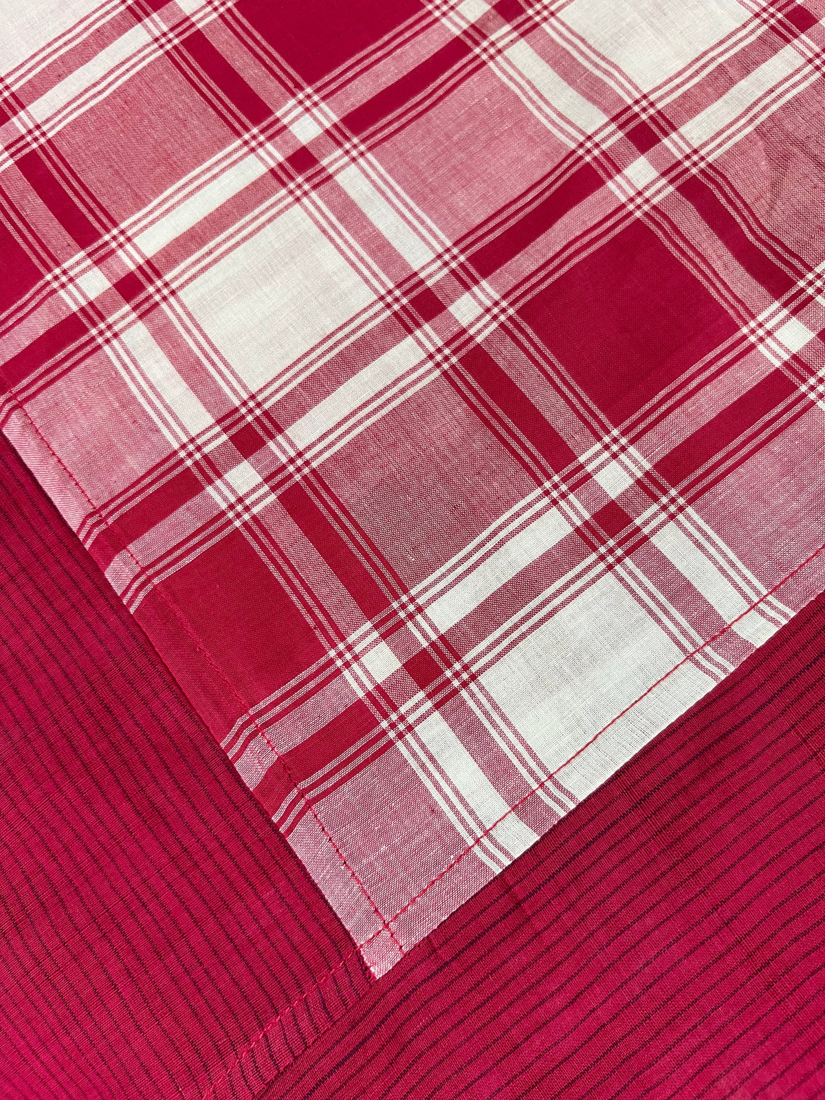 Maroon Double Checks, handloom cotton single bedsheet (no pillow covers)-2