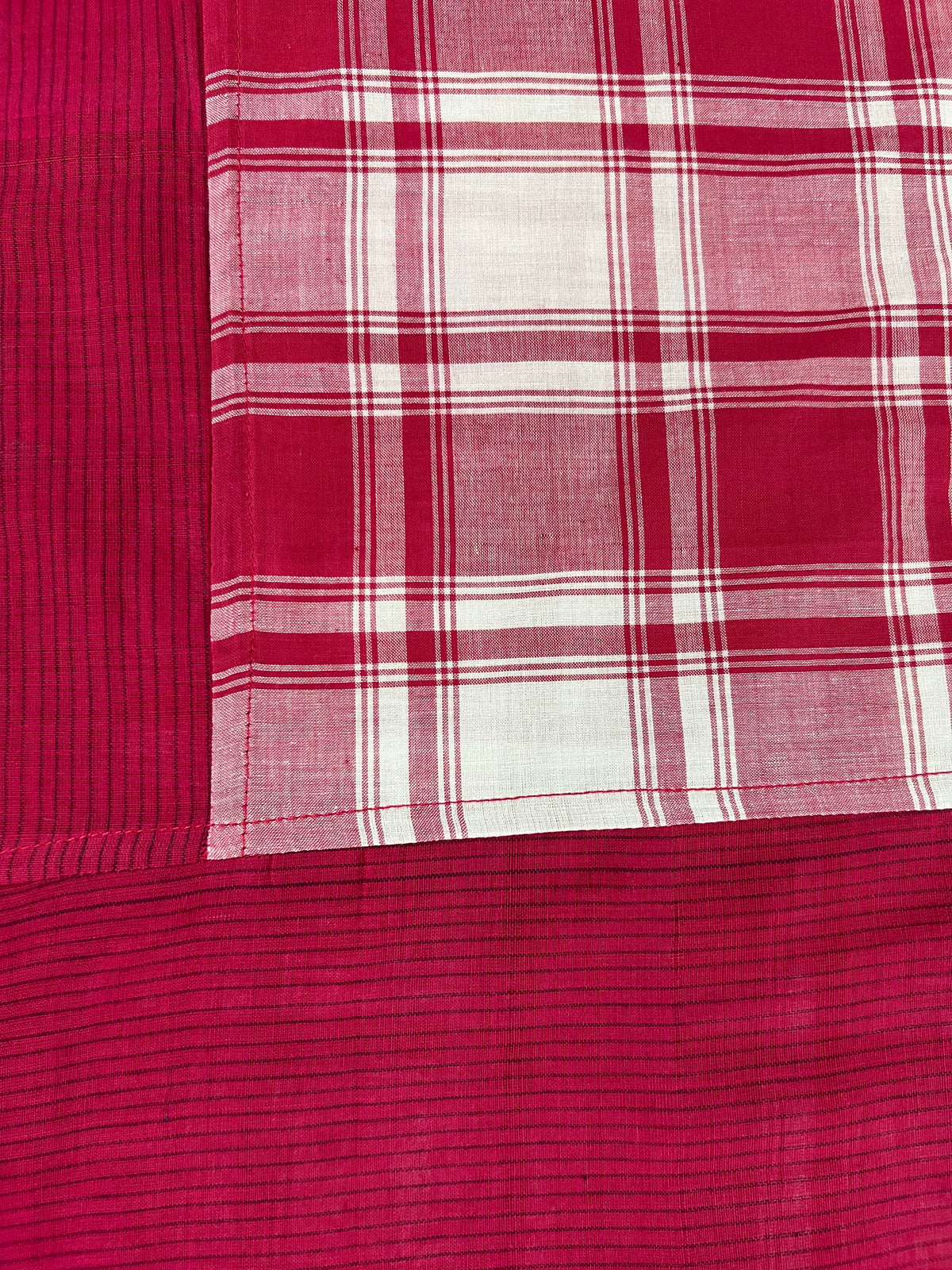 Maroon Double Checks, handloom cotton single bedsheet (no pillow covers)-5
