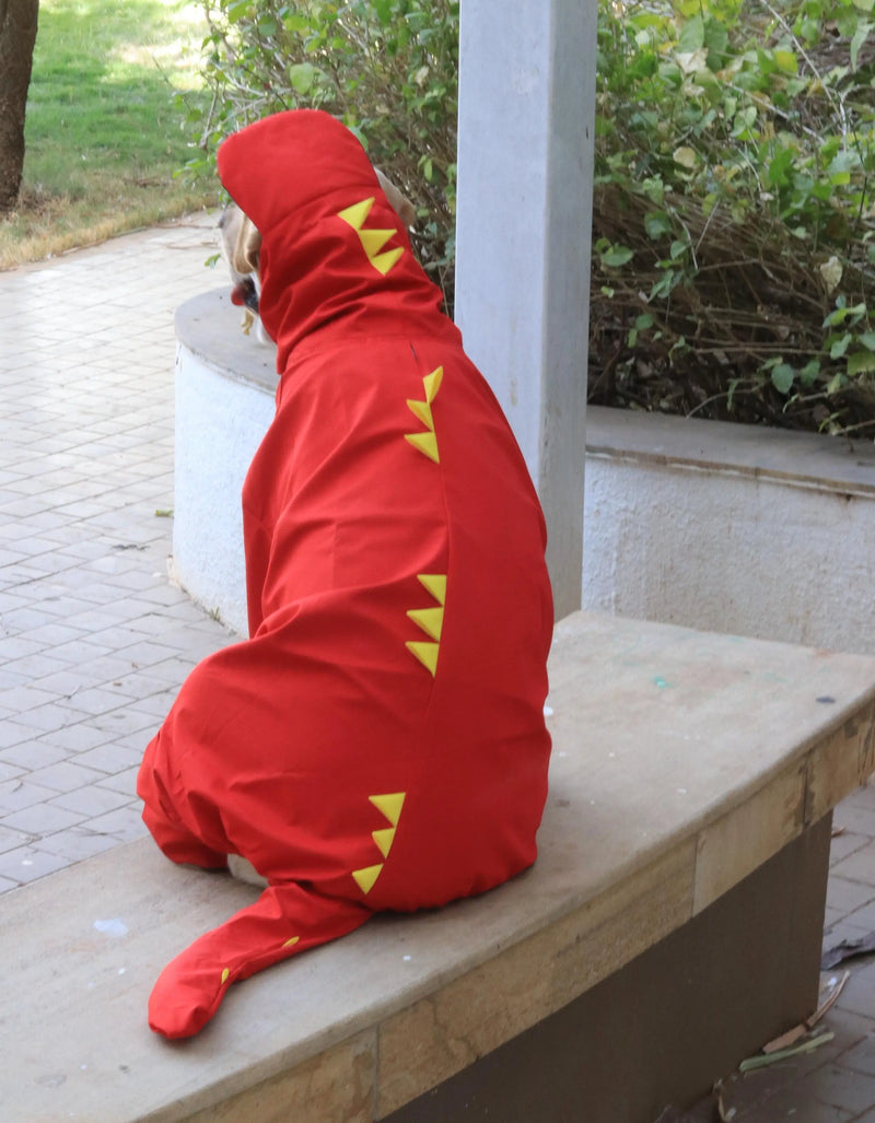 Dinosaur-Themed Full Body Raincoat for Dogs with Tail Covering | Waterproof & Windproof