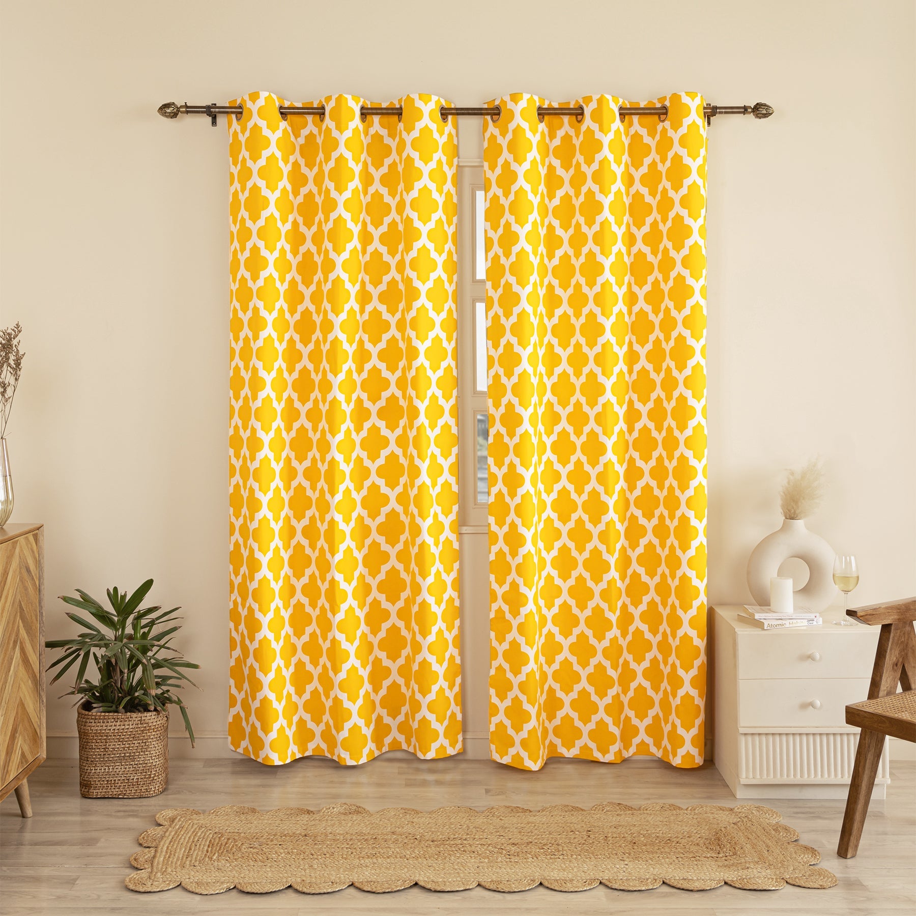 Imprimer Quatrefoil – Printed Semi Blackout Curtain (Yellow)
