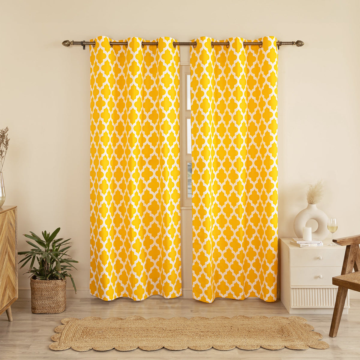 Imprimer Quatrefoil Printed Semi Blackout Curtain