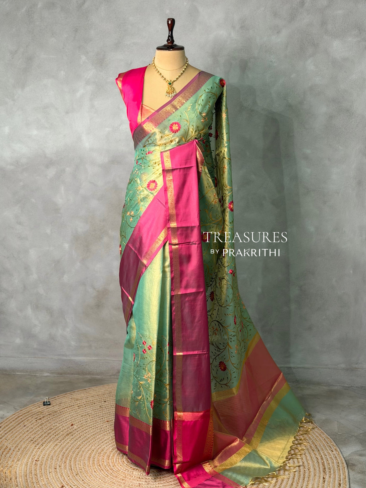 Green and magenta Tissue Banarasi silk saree -PIH69