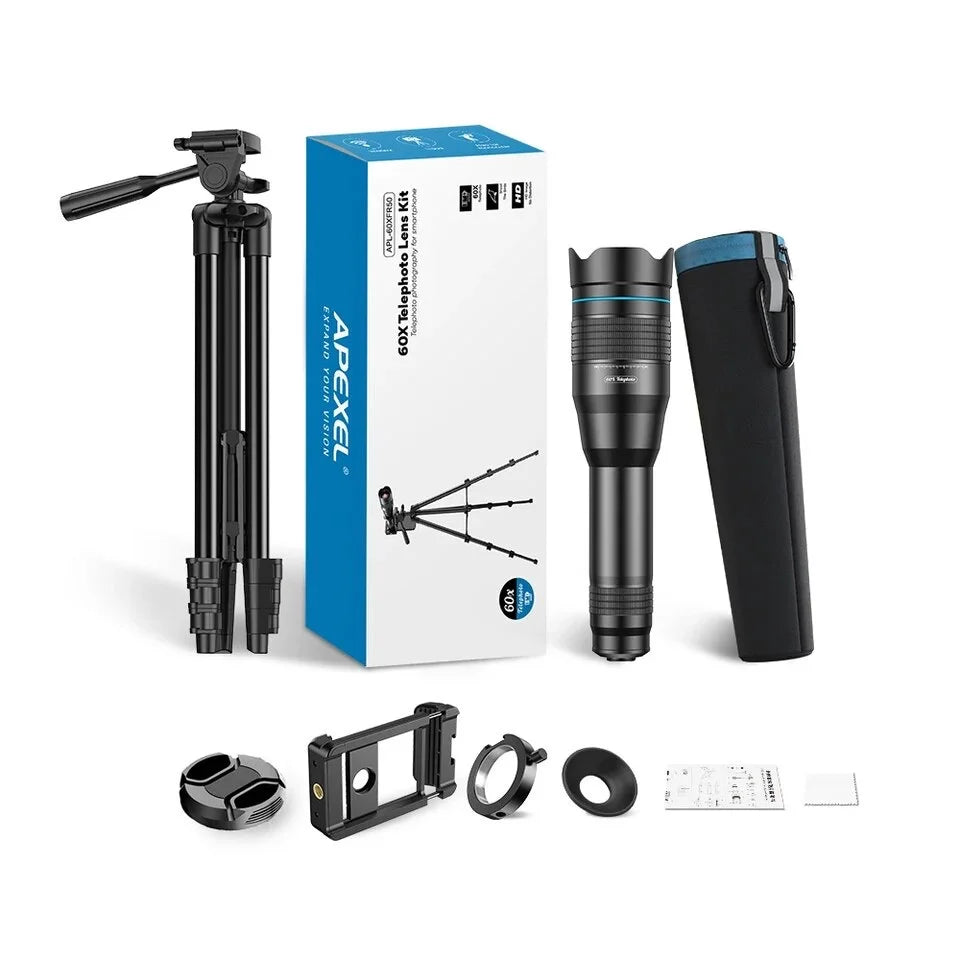 [NEW] Apexel 4K 60X Hyper Zoom Mobile lens with Universal Mobile Holder Best Lenses engnew36 engnew60 Zoom - APEXEL INDIA - Mobile Lens - Mobile Camera Lens - Cellphone Accessories - Phone Lens - Smartphone Lens