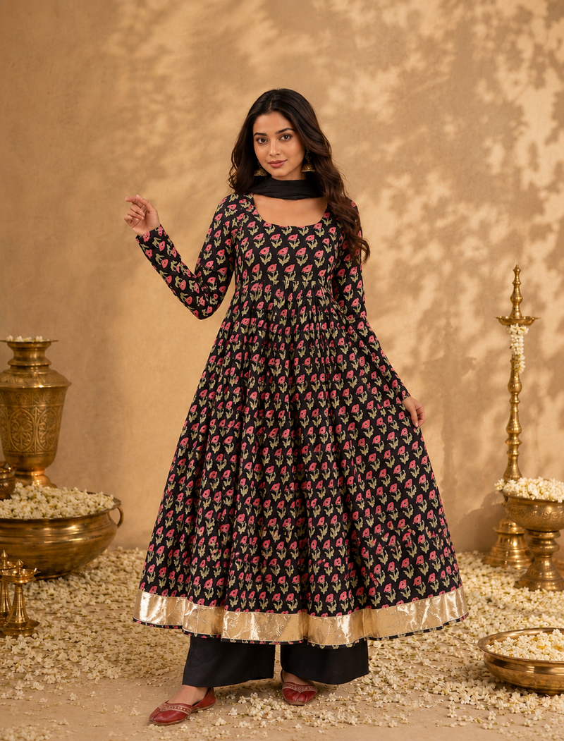 Naseem  Anarkali Set – 3 Piece Cotton Ensemble