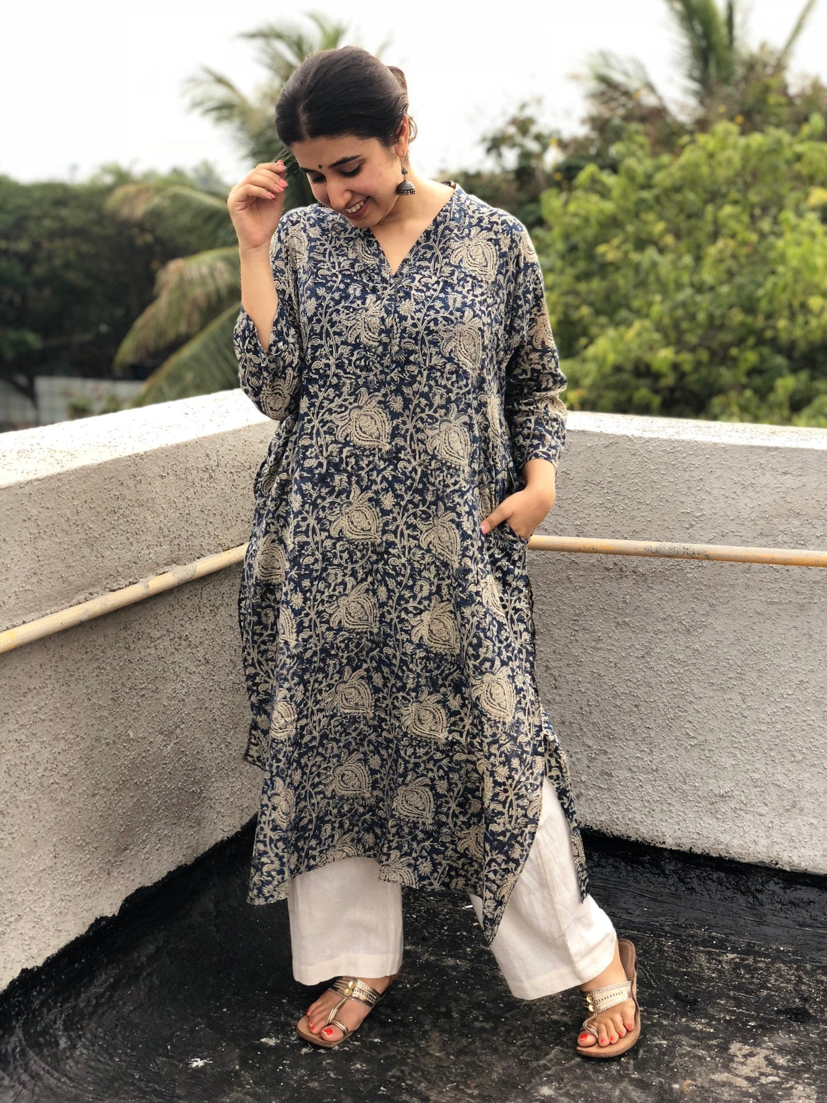 Indigo Kalamkari Kurta