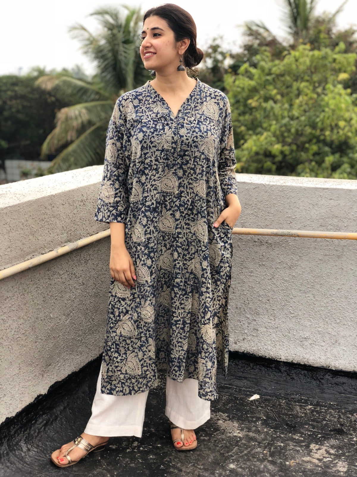 Indigo Kalamkari Kurta