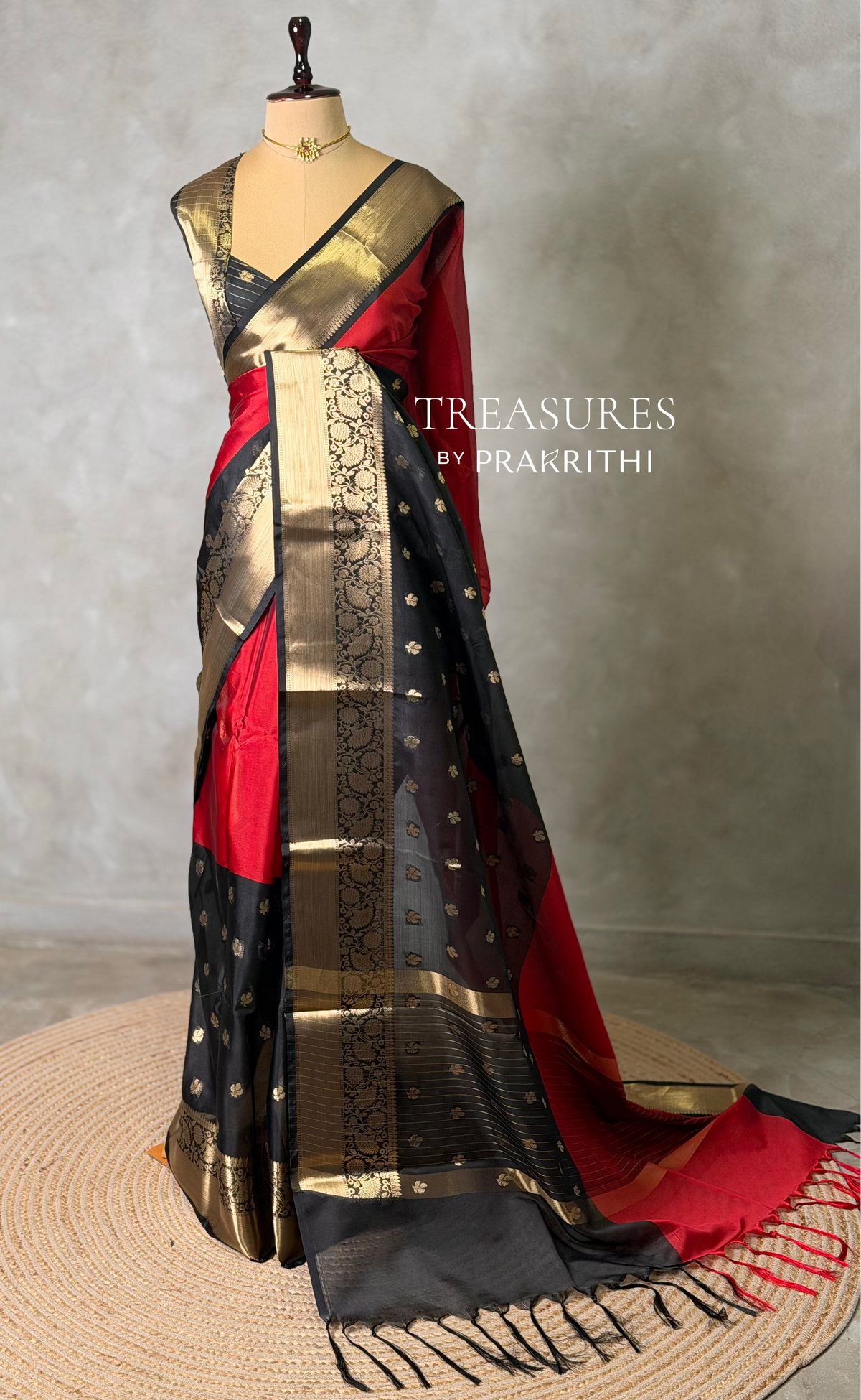 Red and Black banarasi silk  saree -LZ9B